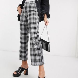 ASOS design check pants straight leg high waist